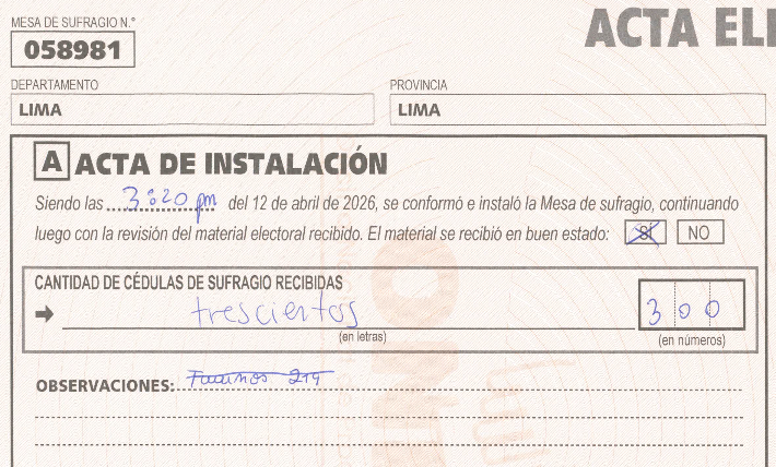 Example of a scanned acta